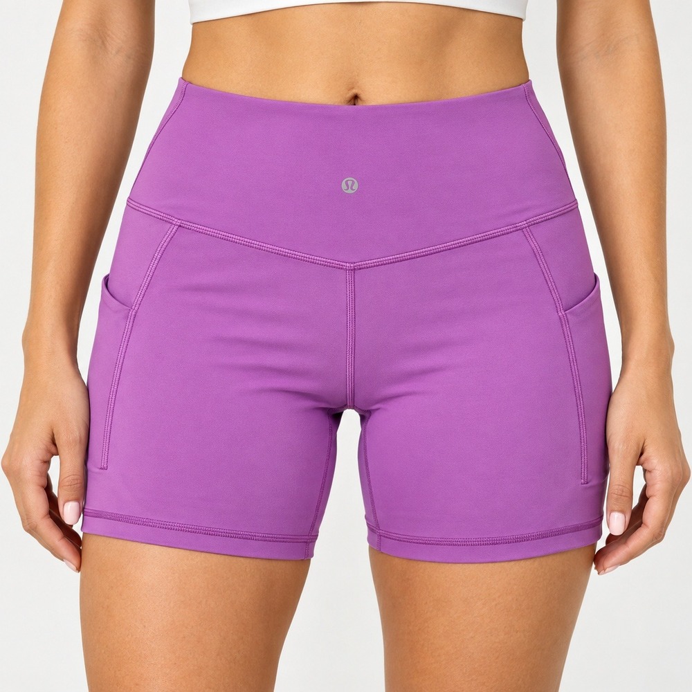 Lululemon Align High Rise Biker Shorts with Pockets Purple Womens Size 8